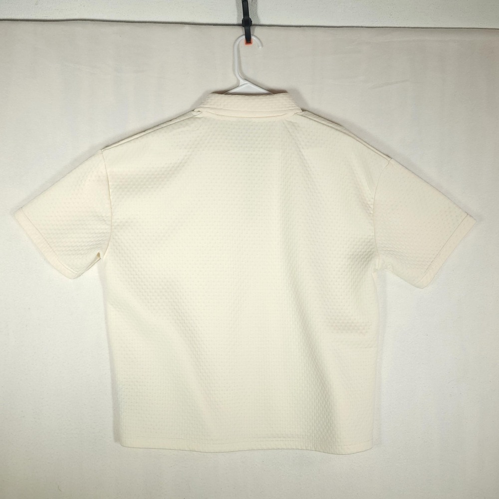 SAINTS STUDIO Polo Shirt Mens L White 1/4 Zip Textured Knit Stretch - Picture 3 of 9